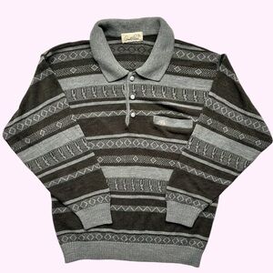 Gray Patterned Men's Sweater